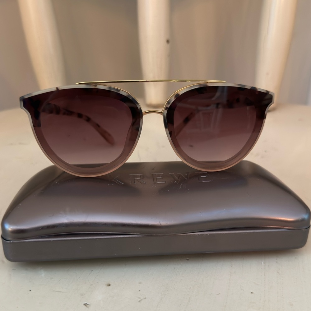 KREWE Tortoise Shell Sunglasses with Gold Bridge
